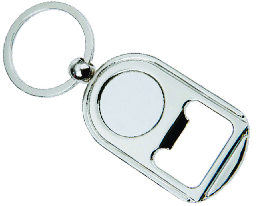 LLAVERO METÁLICO OVAL CON DESTAPADOR. C399